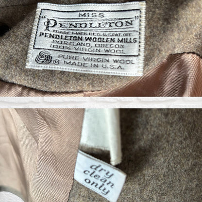 Pendleton label on a piece of fabric with 'dry clean only' tag.