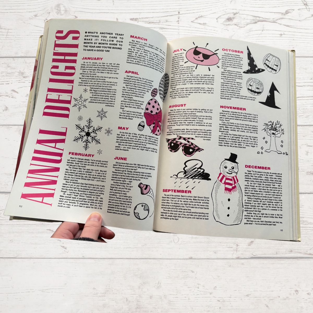 Vintage Jackie 1989 annual, open  on a white background 