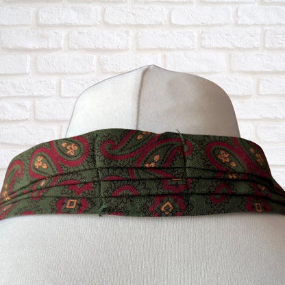 60s Mod Style Green,Red, Black and Yellow Paisley Print Vintage Tootal Cravat