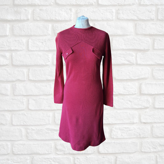 Vintage Dark Red 60s Mod Style Scooter Dress .Approx UK size 8-10