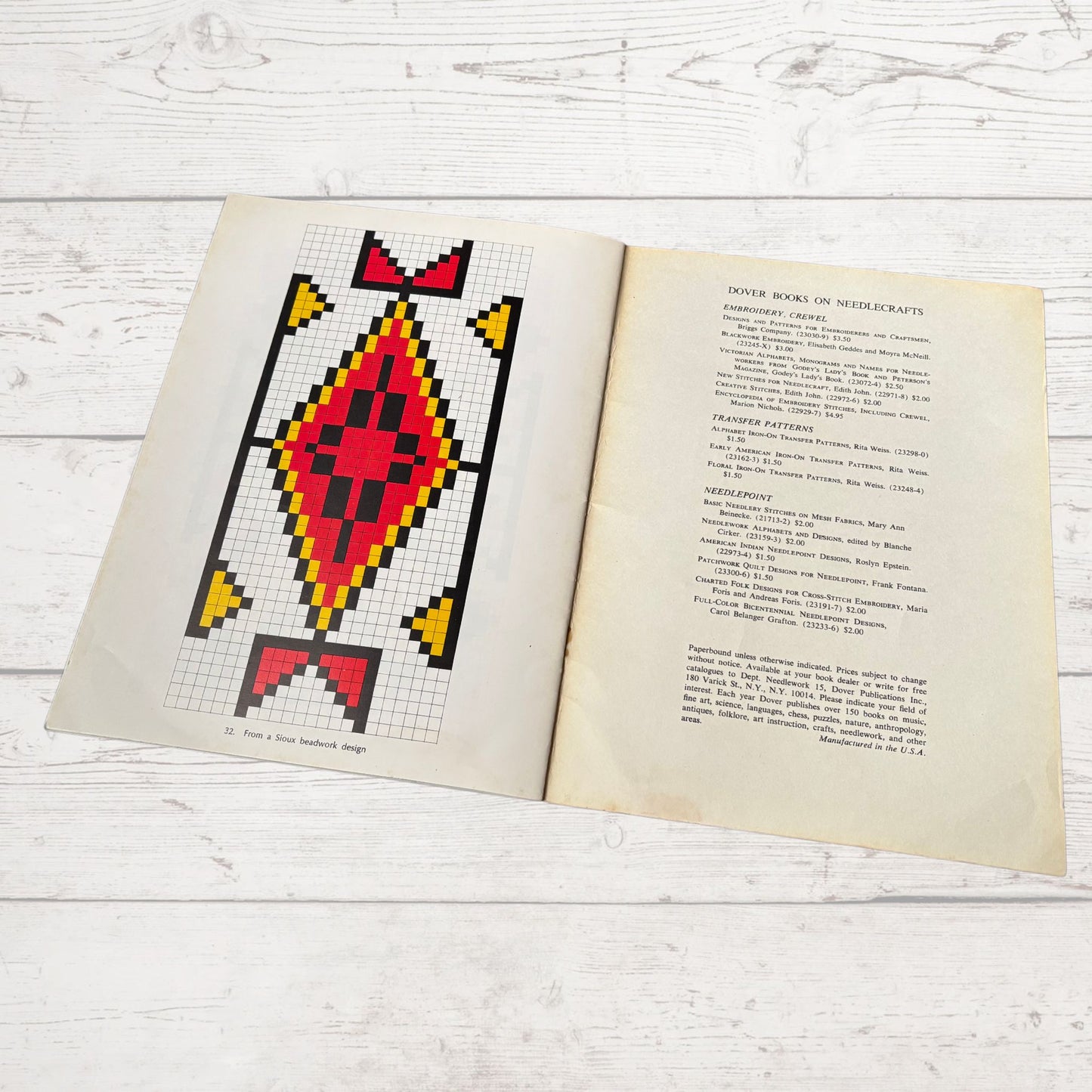 Full Colour American Indian Designs for Needlepoint Rugs. A 1970s Craft Book by Dorothy P.Story