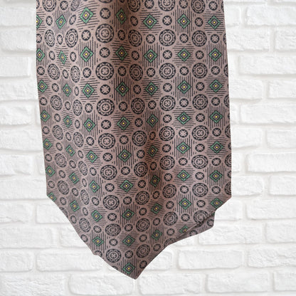 60s Mod Style Brown, Black, Green and Yellow Geometric Print Vintage Tootal Cravat