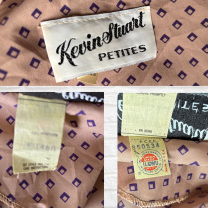 70s Vintage Pink & Purple Long Sleeved Dress by Kevin Stuart Petites. Approx UK size 12