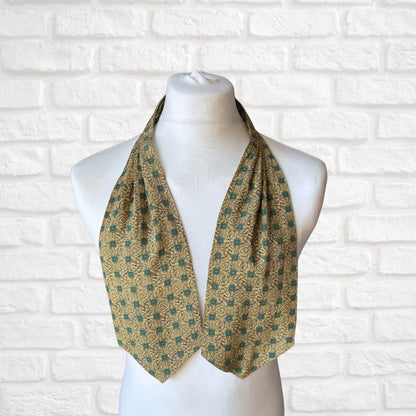 60s Mod Style Yellow, Black and Green Abstract Print Vintage Tootal Cravat