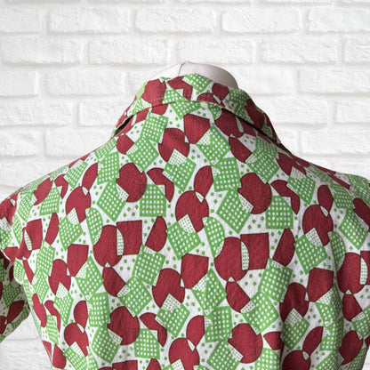 70s Vibrant Geometric Print Vintage Cotton Shirt. Approx UK size S- M (men) 12-14 (women )