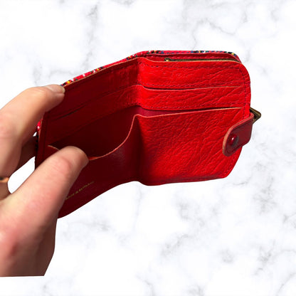 Vintage Red Tartan Wool and Leather Clasp Top Purse/Wallet - Stylish and Practical