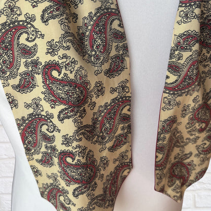 60s Mod Style Red and Yellow, Black and Red Paisley Print Vintage Tootal Cravat
