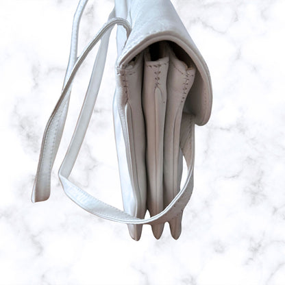 White Leather 80s Vintage Shoulder Bag by Sybilla.  Super Stylish