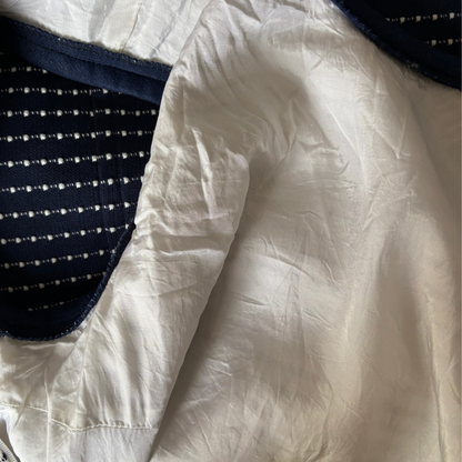 1960s Mod Style Navy Blue & White Sleeveless Vintage Scooter Dress. Approx UK size 10-12