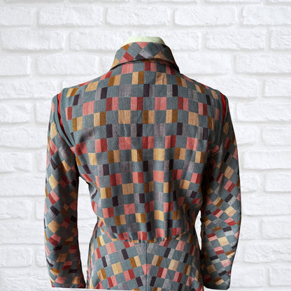 Timeless 80s Vintage Fit and Flare Checked Midi Dress. Approx UK size 12-14