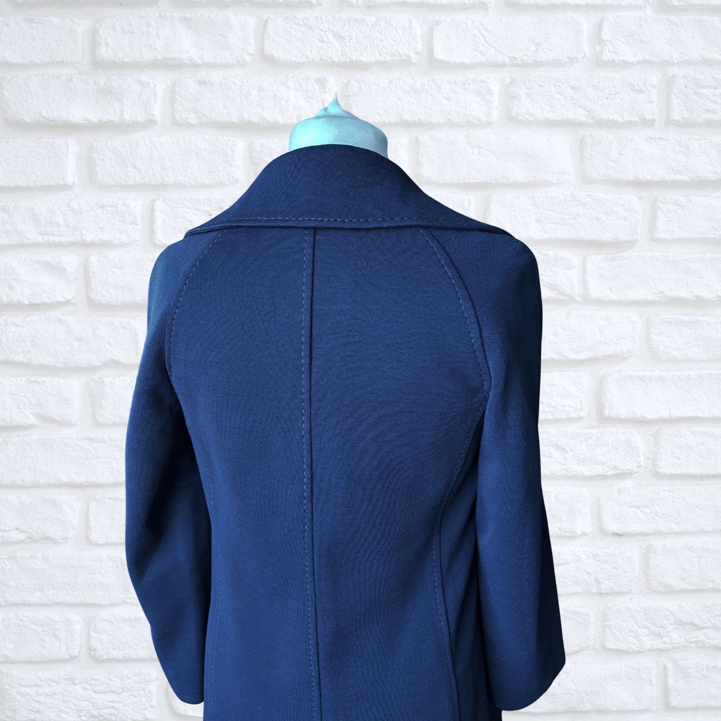 60s Navy Blue Mod Style A-Line Vintage Coat. Approx UK size 10-12