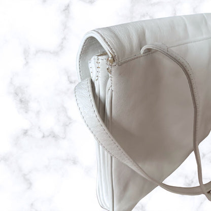 White Leather 80s Vintage Shoulder Bag by Sybilla.  Super Stylish