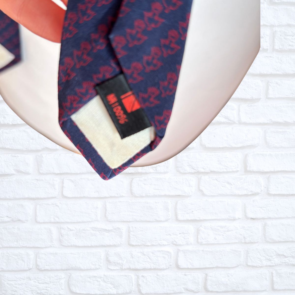 Navy Blue and Red Bird Print Nina Ricci Silk Vintage Tie