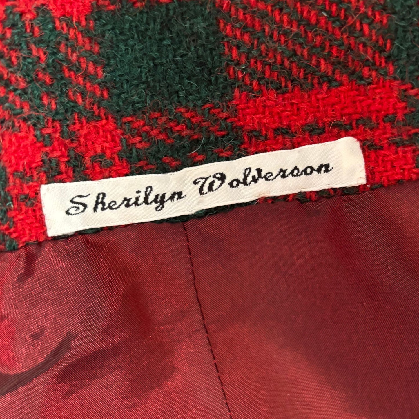 Vintage 1990s Red and Green Checked Maxi Length Wool Coat. Approx UK size 16-18 (w) Large (m)