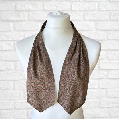 60s Mod Style Brown, Black, Green and Yellow Geometric Print Vintage Tootal Cravat