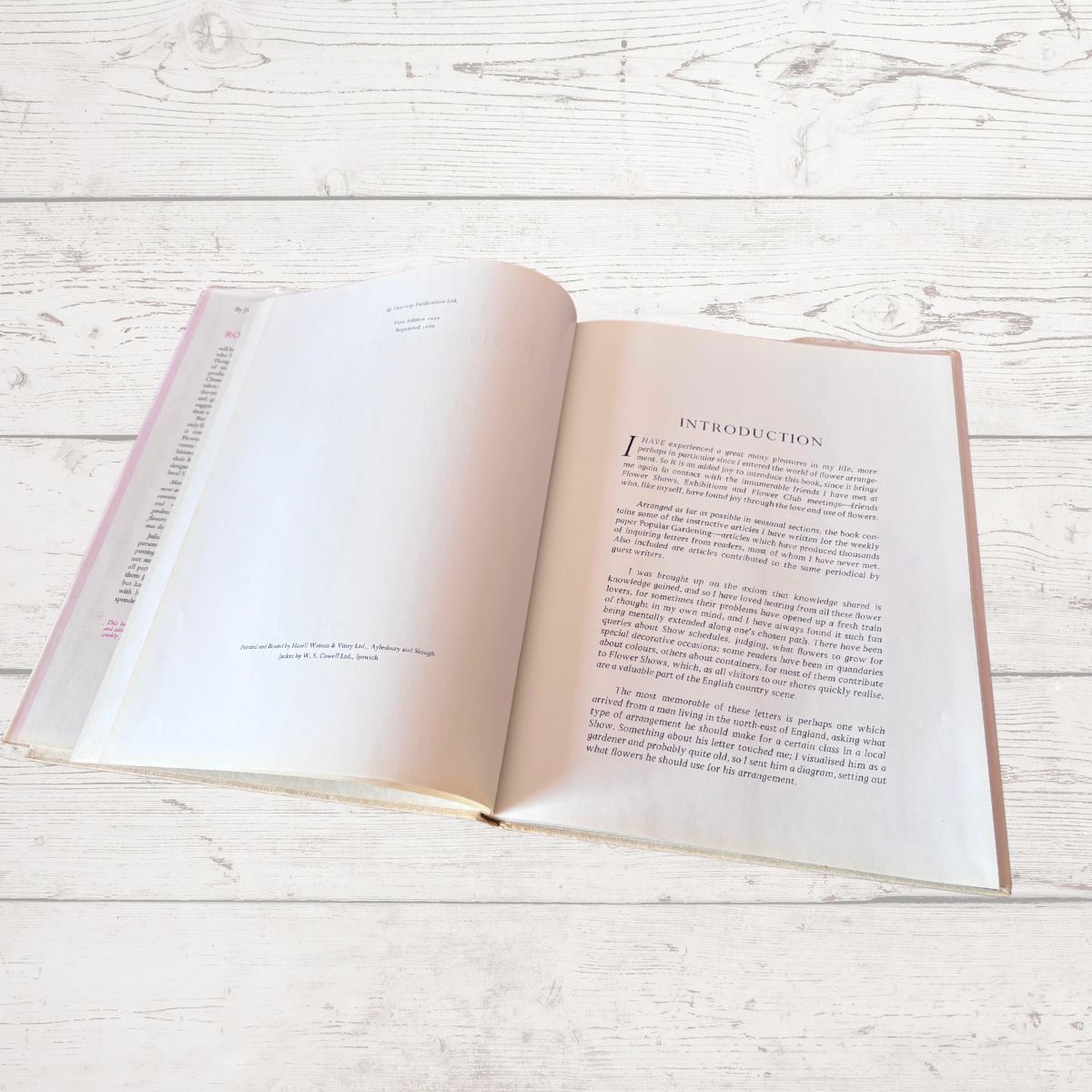 Open book on a light wooden surface