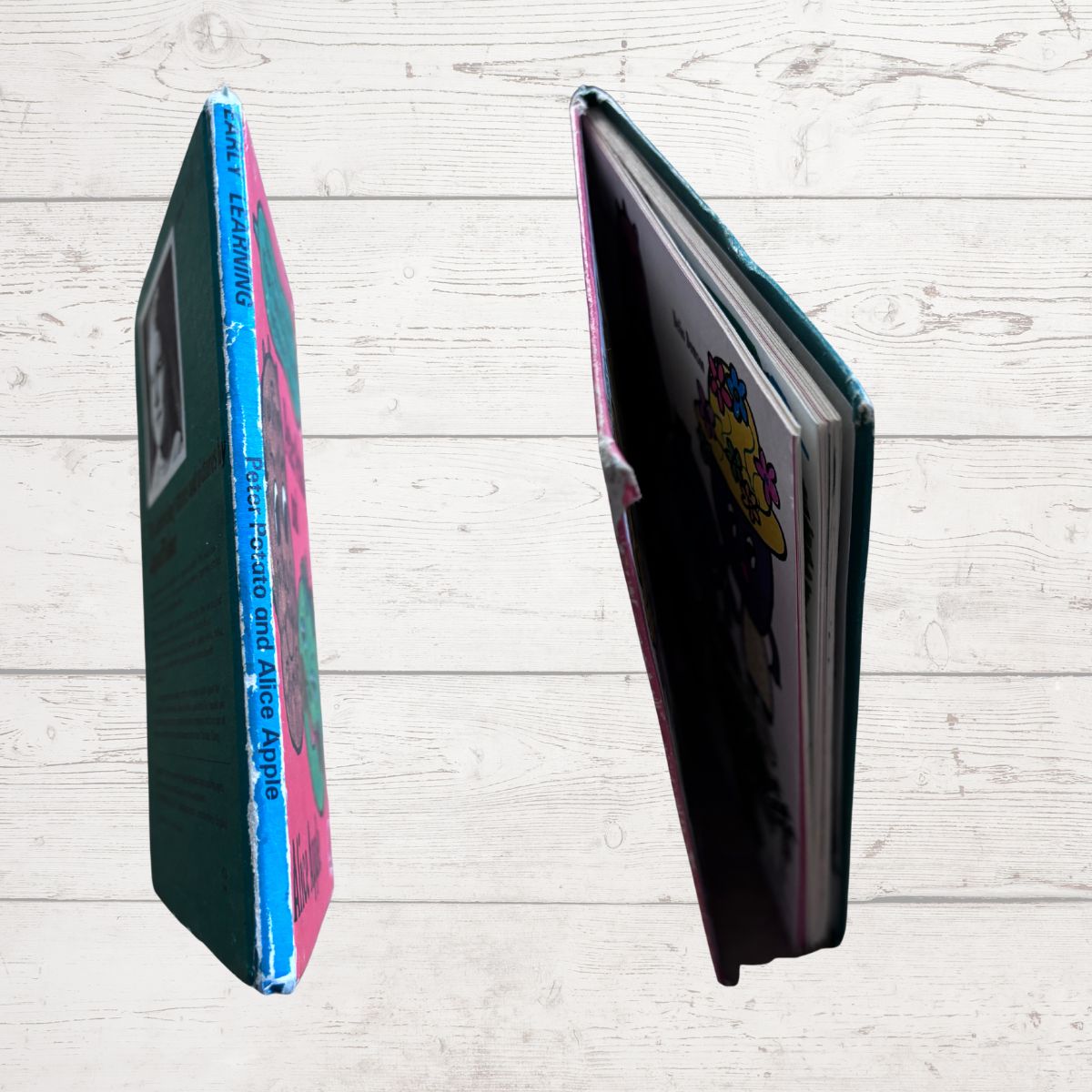 Close up of book boards  on a light wooden surface