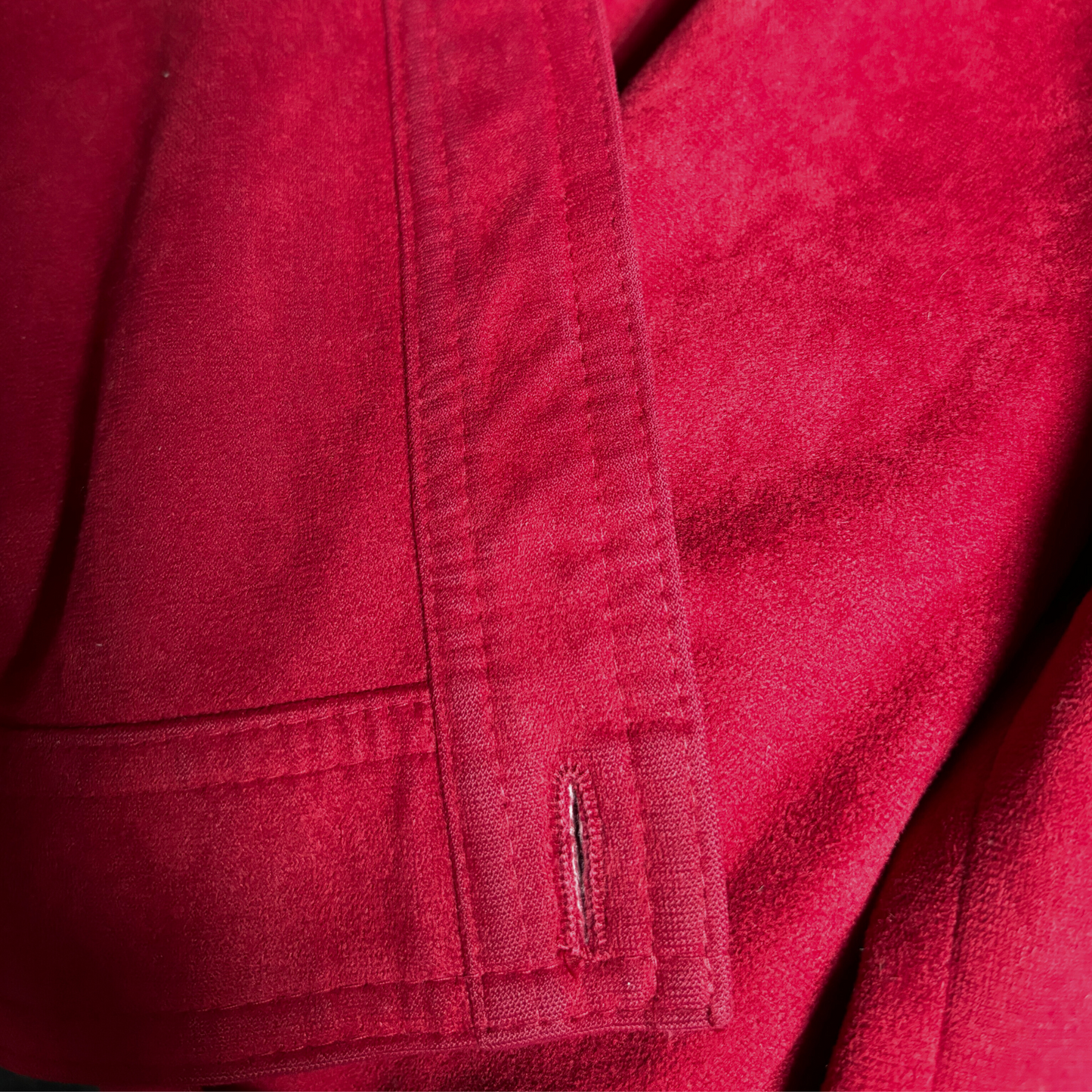 Vintage 80s Cherry Red Moleskin Blouson Style Jacket. Approx UK size 8- 12