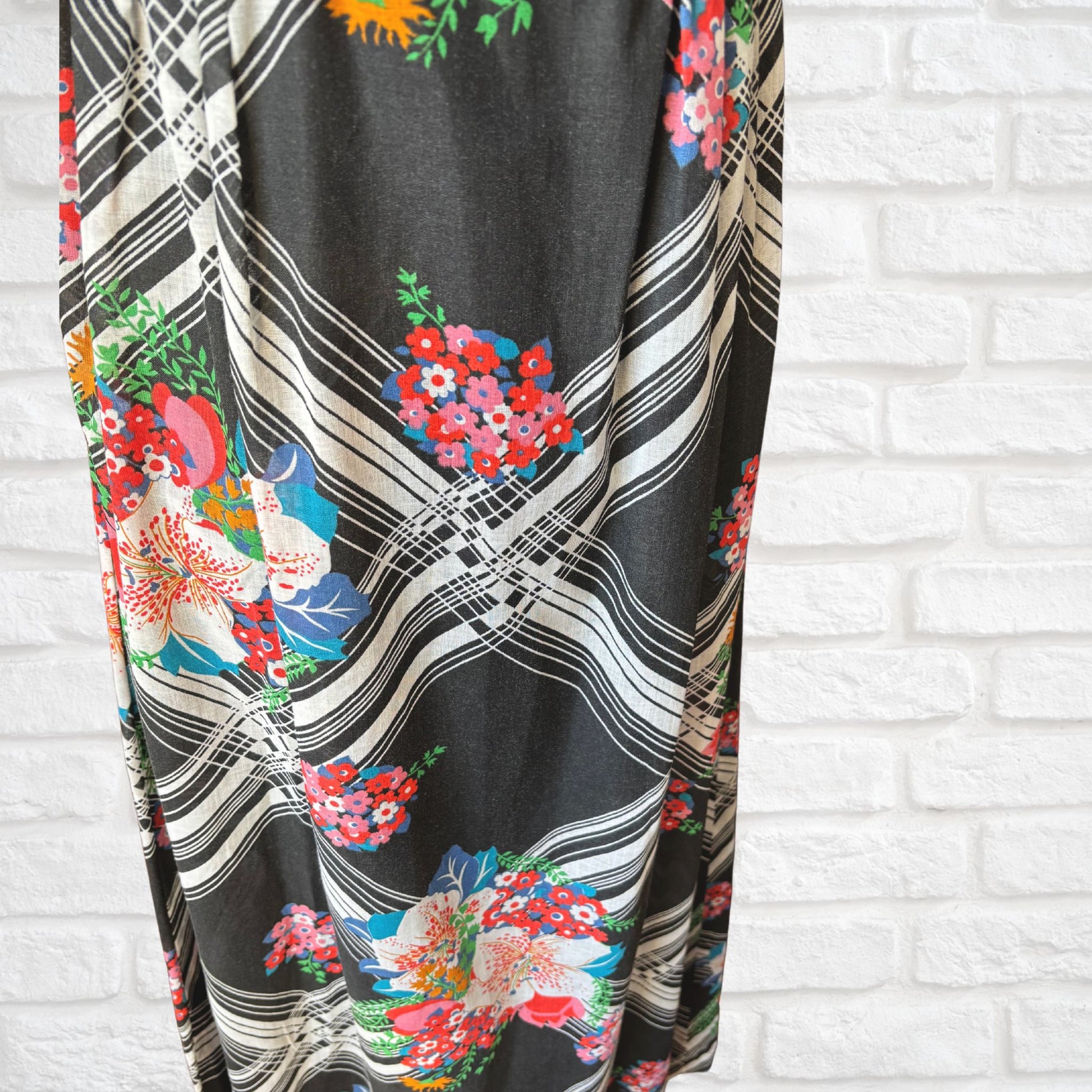  70s vintage maxi dress by Richard Shops with floral skirt