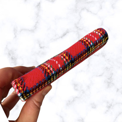 Vintage Red Tartan Wool and Leather Clasp Top Purse/Wallet - Stylish and Practical