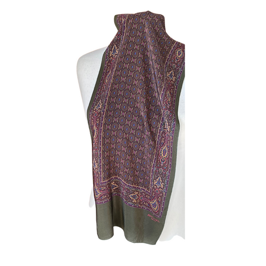 Long green paisley  scarf - Versatile accessory for any outfit.