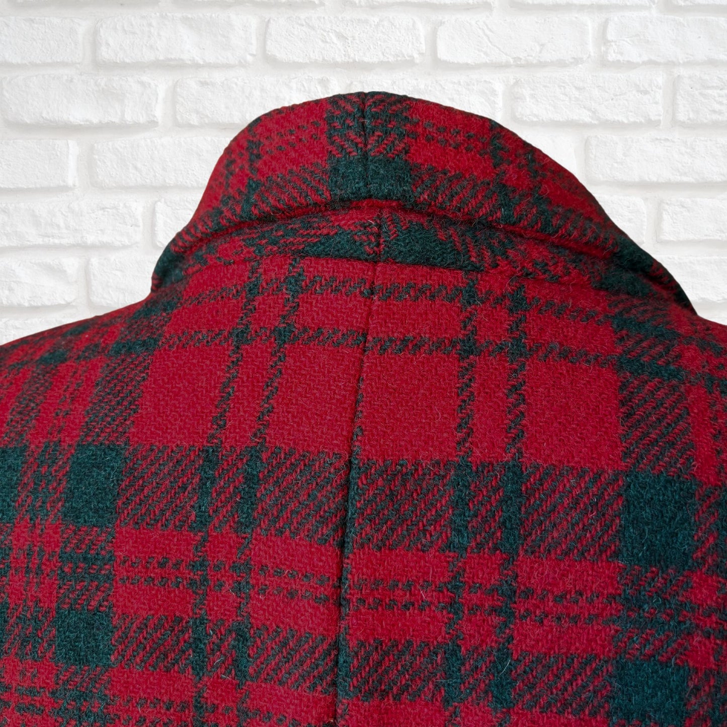 Vintage 1990s Red and Green Checked Maxi Length Wool Coat. Approx UK size 16-18 (w) Large (m)