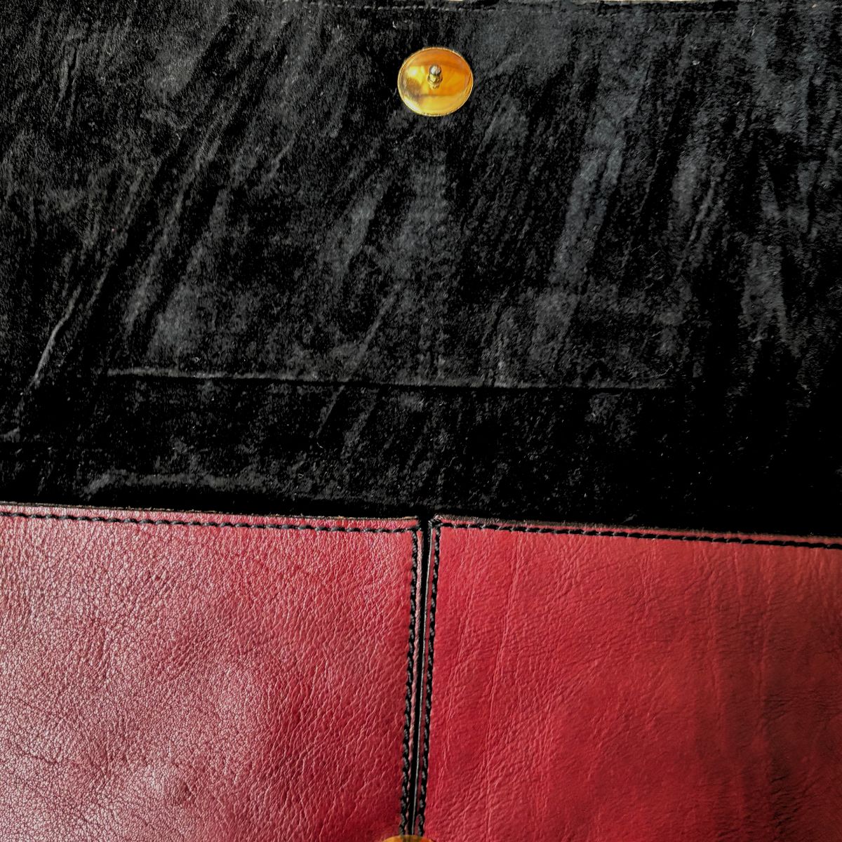 Vintage Burgundy Leather Envelope Clutch Bag Motif by La Strada