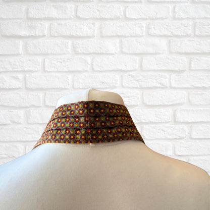 60s Mod Style Green, Yellow, Red and Black Geometric Print Vintage Cravat
