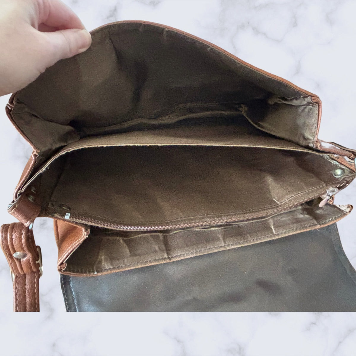 Interior of vintage handbag 