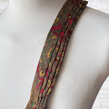 60s/70s Mod Style Red,Green, Yellow and Brown Paisley Print Vintage Tootal Cravat