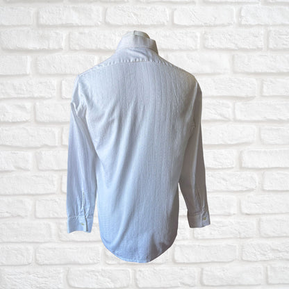 70s White Long Sleeved Cotton Vintage Shirt. Approx UK size M (men) 12 -14 (women)