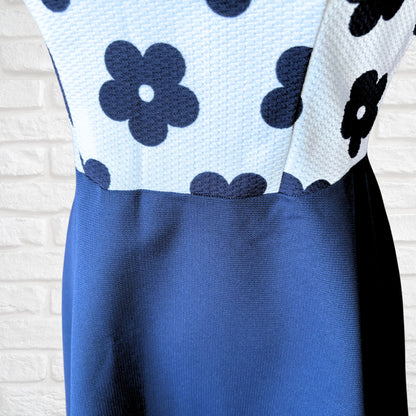 Navy & White 60s Mini Vintage Skater Dress .Approx UK size 10-12