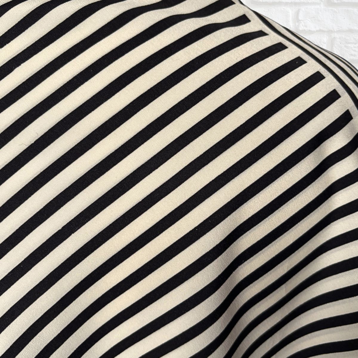 Close-up of a black and white striped fabric