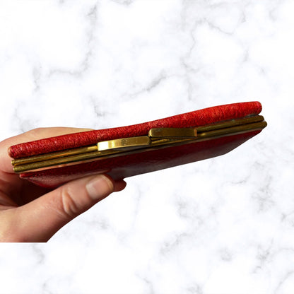 Vintage 1960s Textured Red Leather Clasp Top Purse/Wallet - Stylish and Practical