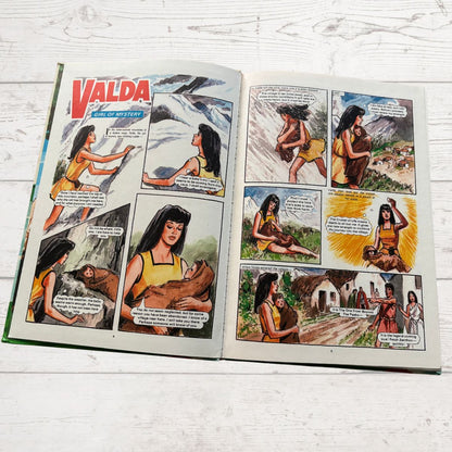 Mandy for Girls 1985 vintage annual, open  Ona comic story page on a white background 