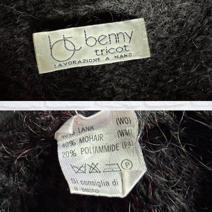 Benny tricot label on a mohair knit 