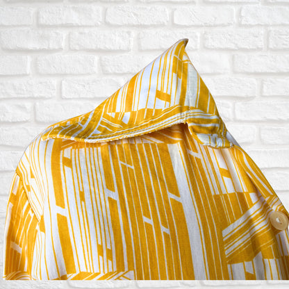 70s Geometric Print Long Sleeved Cotton Slim Fit Vintage Shirt. Approx UK size S (men) 10 (women)