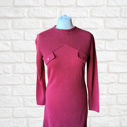 Vintage Dark Red 60s Mod Style Scooter Dress .Approx UK size 8-10