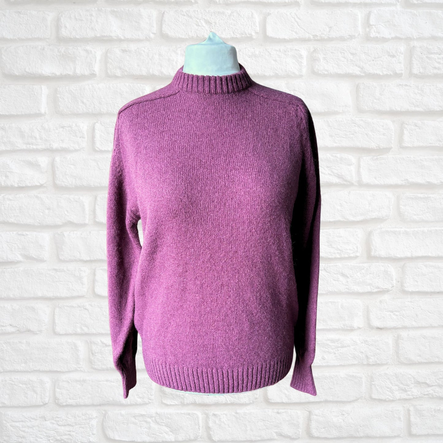 Vintage 70s St. Michael Burgundy Shetland Wool Blend Crew Neck Jumper. Approx UK size L (men) / 18-20 (women)