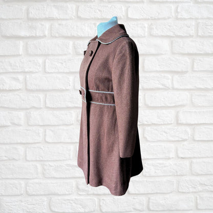 70s Vintage Brown Wool Lightweight Fit and Flare Coat. Approx UK size 8-10