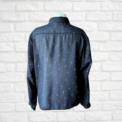 Black and White Semi-Sheer Long Sleeved Vintage Shirt. Approx UK size 18-22