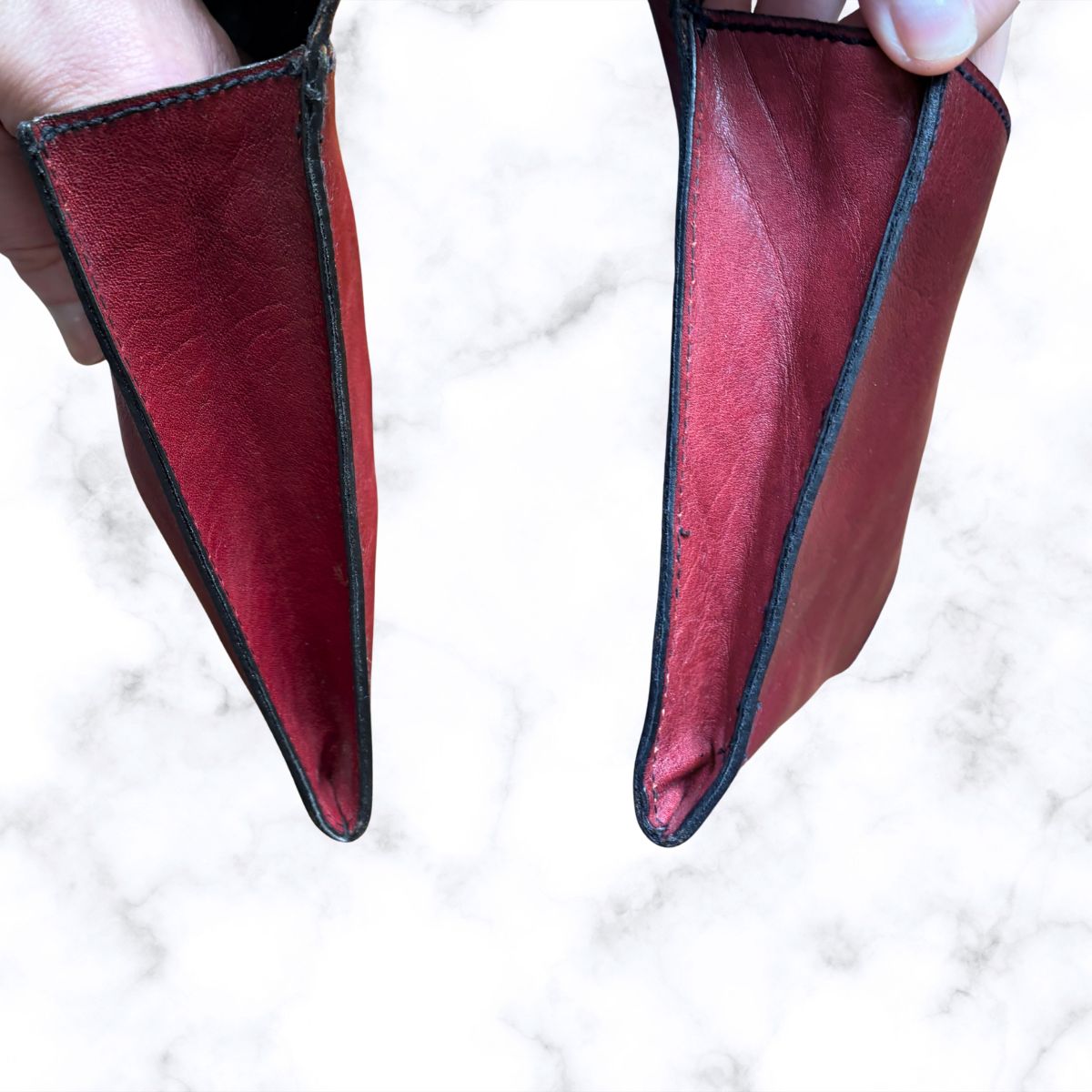 Vintage Burgundy Leather Envelope Clutch Bag Motif by La Strada