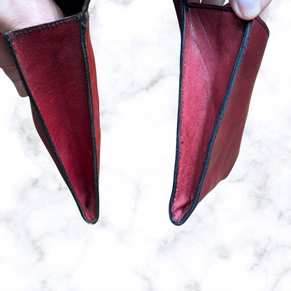 Vintage Burgundy Leather Envelope Clutch Bag Motif by La Strada