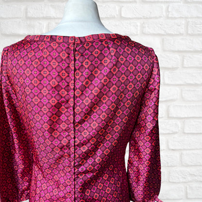 Vintage 60s Jaeger Vibrant Geometric Print Wiggle Dress. Approx U.K. size 8-10