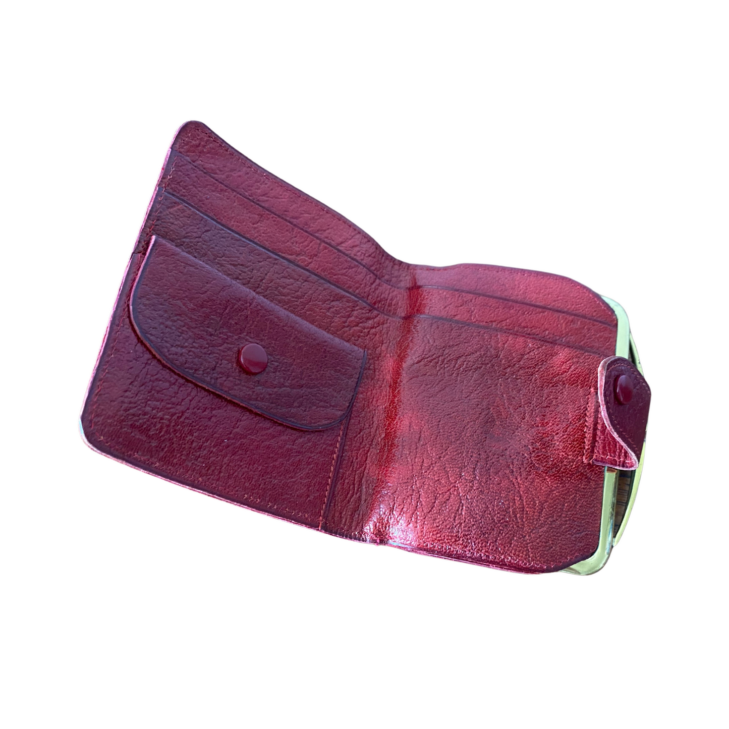 Vintage 1960s Red Leather Clasp Top Purse/Wallet - Stylish and Practical