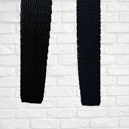 Black Knitted Square-Ended Vintage Mod Style Tie