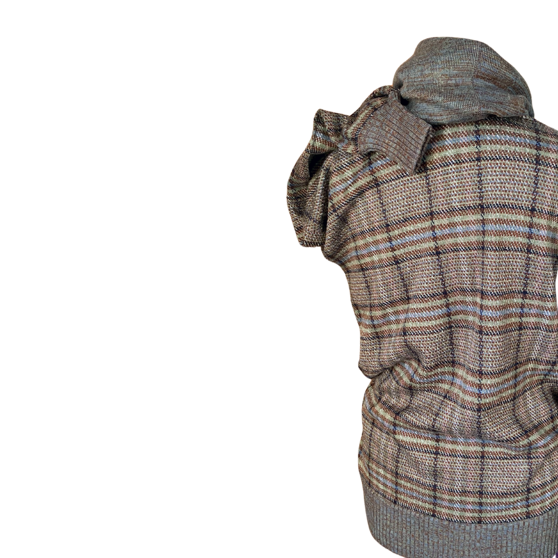 Back view of checked vintage jumper 