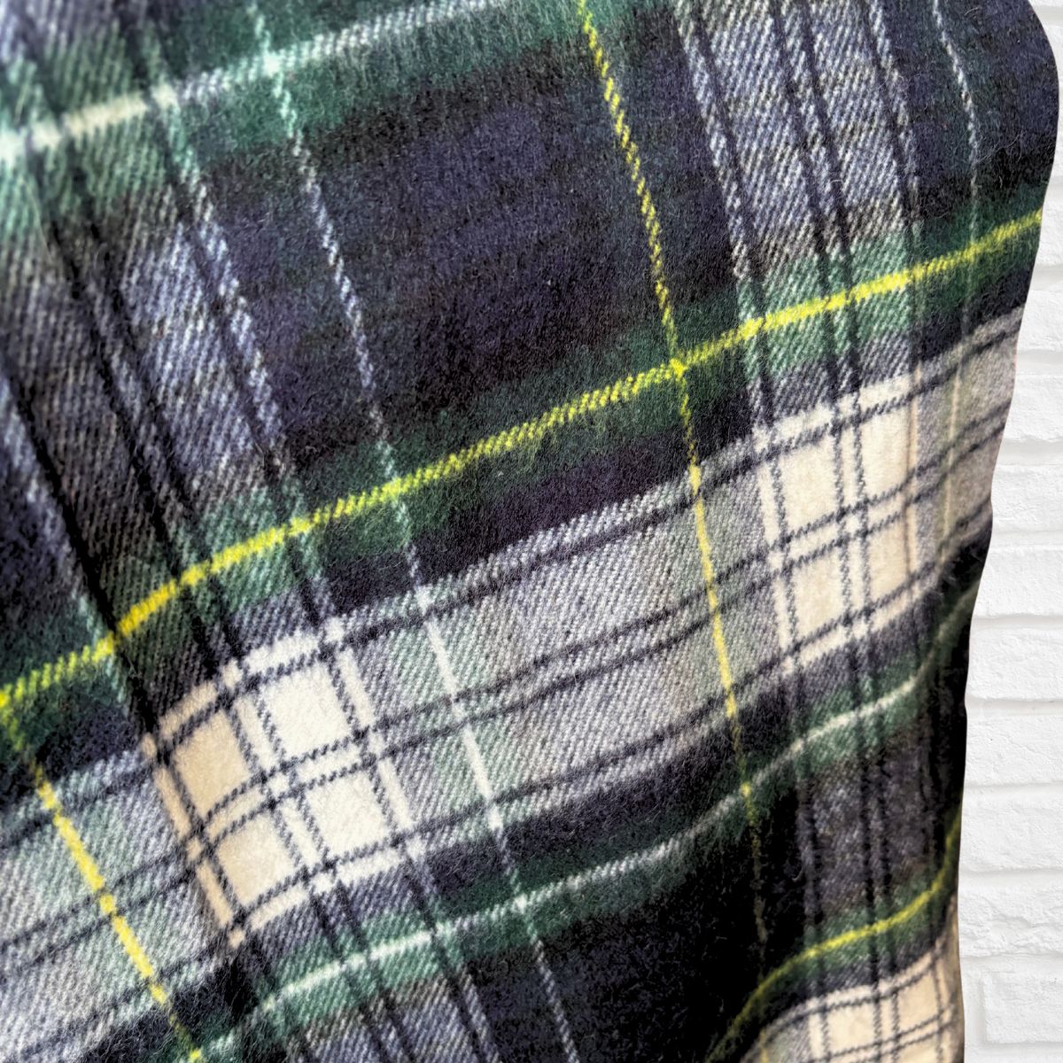 Navy Blue Tartan Super Soft Vintage Scarf with Fringing. Great Gift Idea