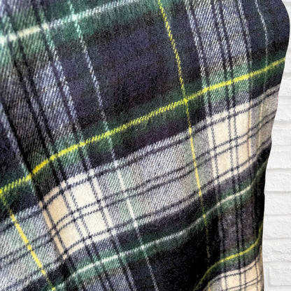 Navy Blue Tartan Super Soft Vintage Scarf with Fringing. Great Gift Idea