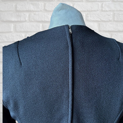 60s Long Sleeved Mod Style Vintage Black Mini Dress. Approx UK Size 10